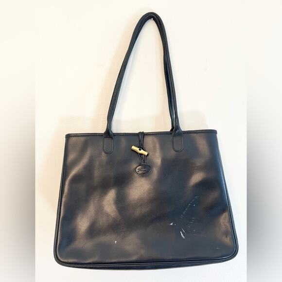 Longchamp Handbags - Longchamp vintage Roseau bag black leather tote classic made in France office